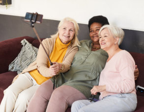 Senior People Taking Selfie in Retirement Home
