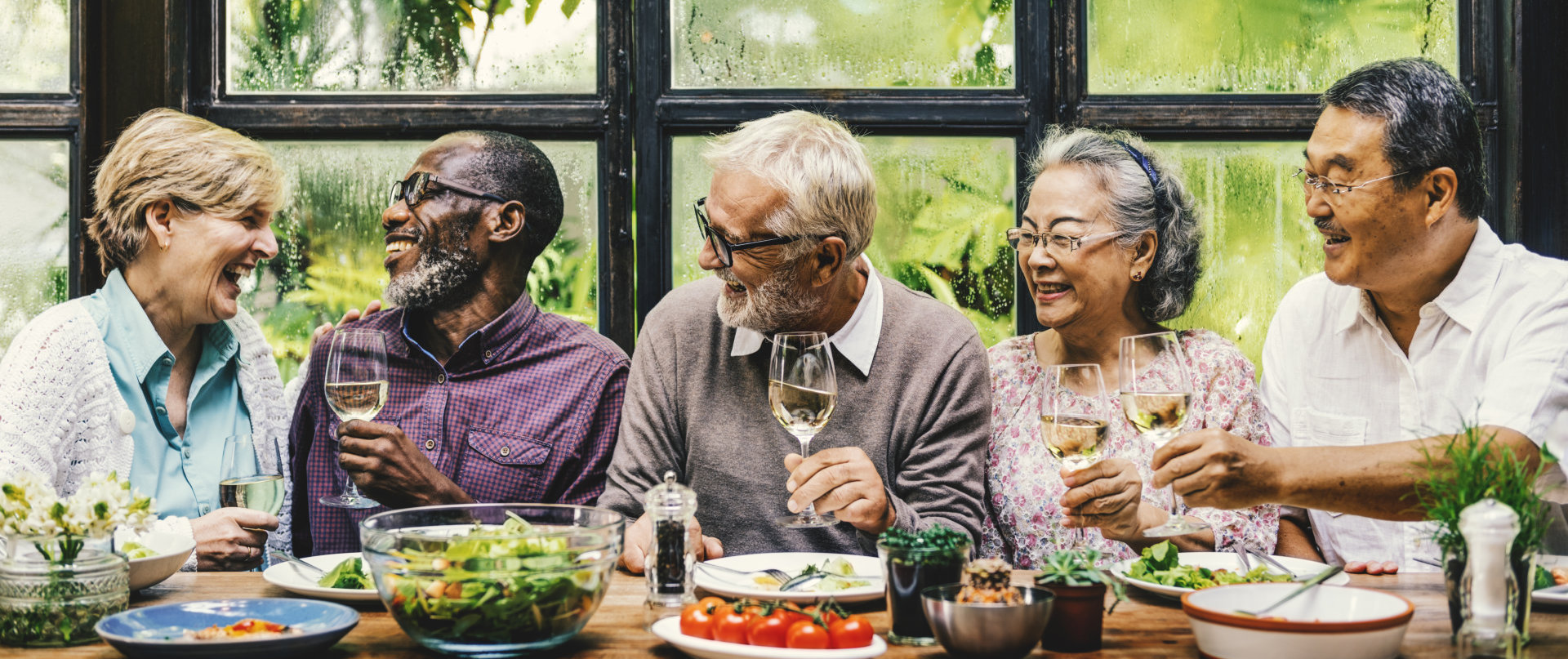 Senior Group Relax Lifestyle Dinning Concept