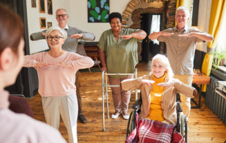 Senior People Exercising at Retirement Home
